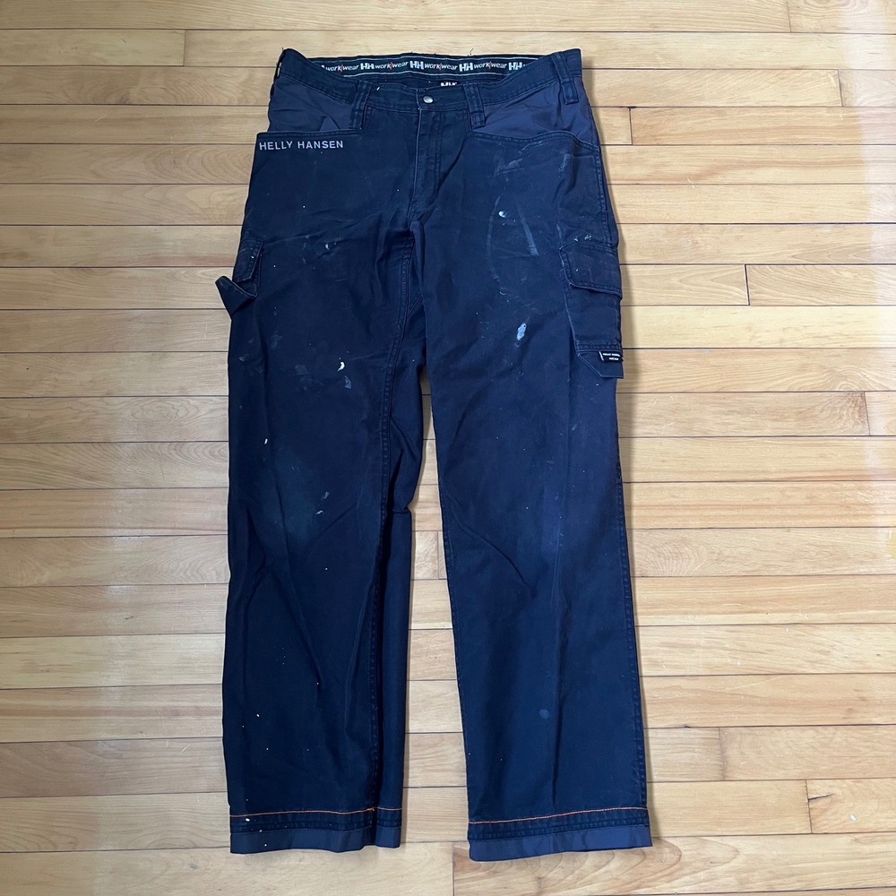 Helly Hansen Workwear Mens Black Cargo Pants Painter Utility W36 L34 Distressed
